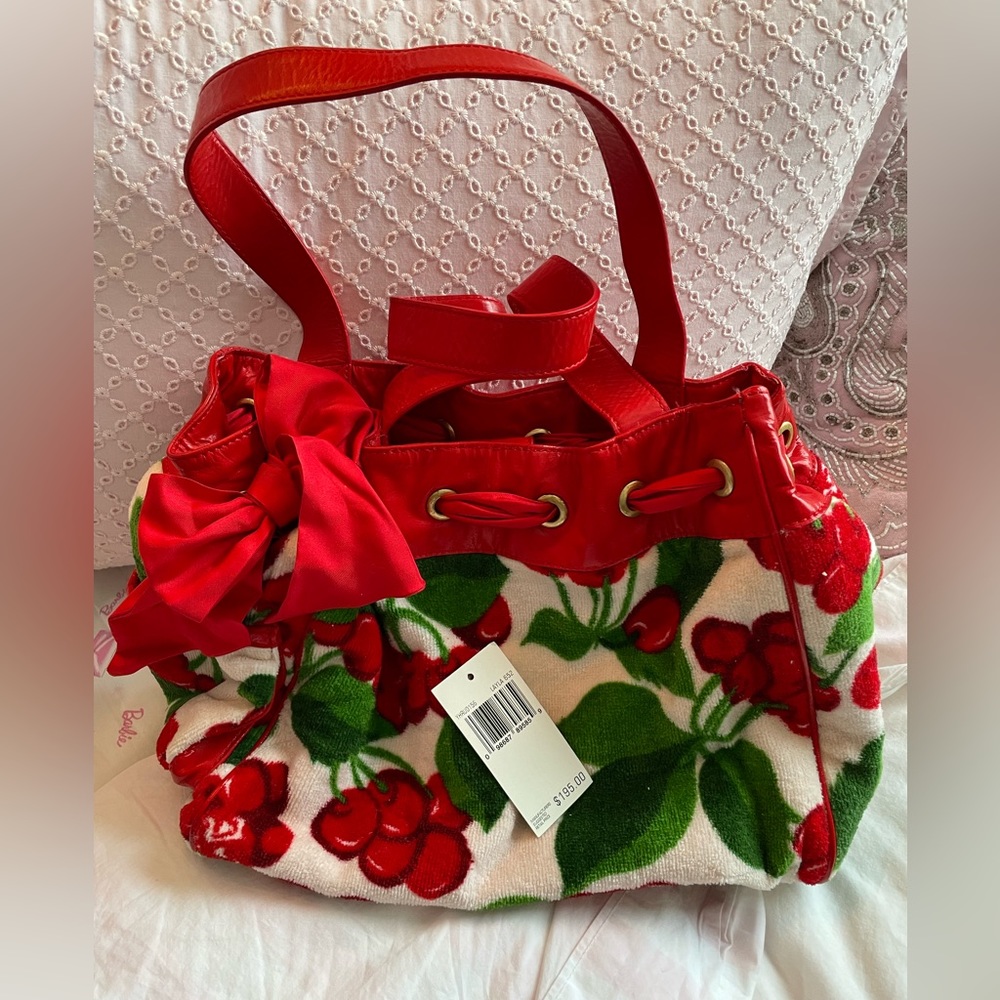 Juicy Couture Red Cherry cherries velour weekender Daydreamer handbag purse Y2K
